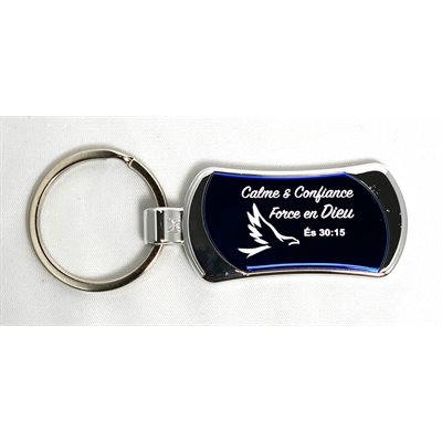 'Porte-Clé Métallique, Couleur Argent - Aigle, Calme & Confiance (Ésaïe 30.15)