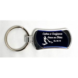 'Porte-Clé Métallique, Couleur Argent - Aigle, Calme & Confiance (Ésaïe 30.15)