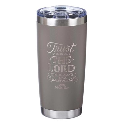Tasse de Voyage en Acier Inoxydable / Trust In The Lord Stainless Steel Mug in Taupe - Proverbs 3:5