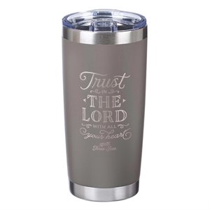 Tasse de Voyage en Acier Inoxydable / Trust In The Lord Stainless Steel Mug in Taupe - Proverbs 3:5