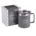 Tasse de Café en Acier Inoxydable / I Can Do All Things Gray Camp Style Stainless Steel Mug - Philippians 3:14