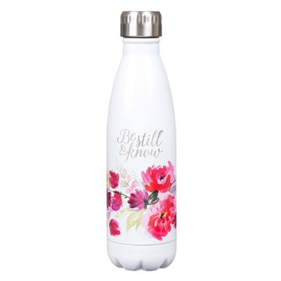 Be Still Stainless Steel Water Bottle, White