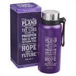 Bouteille d'Eau en Acier Inoxydable / I Know the Plans Purple Stainless Steel Water Bottle - Jeremiah 29:11