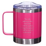 Tasse de Café en Acier Inoxydable / Be Still Pink Camp Style Stainless Steel Mug - Psalm 46:10