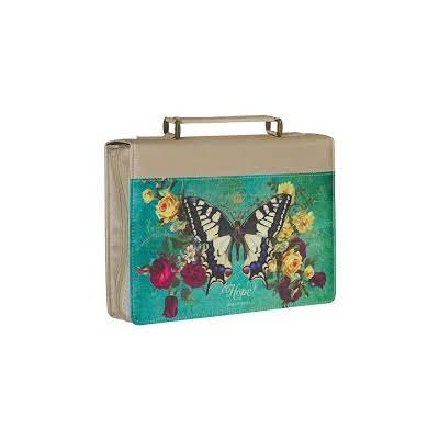Hope, Bible Cover, Taupe & Butterfly Printed, Large