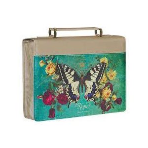 Hope, Bible Cover, Taupe & Butterfly Printed, Large