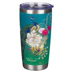 Blessed Stainless Steel Travel Mug, Blue Peacock