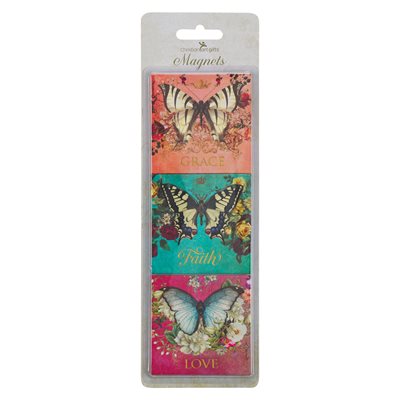 Grace, Hope, Love, Magnet Set, Butterflies