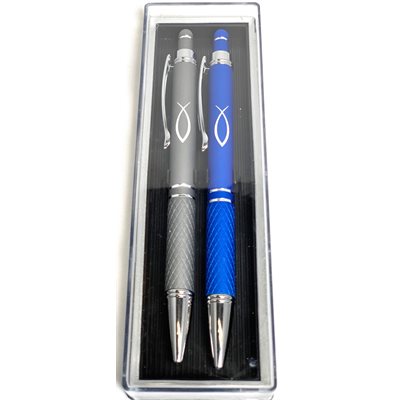 'Paquet de 2 Stylos avec Symbole Ichtus (Métal)