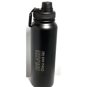 'Bouteille en Acier Inoxydable 32 Oz - Relaxe Dieu est là (Double paroi)
