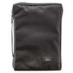 Couverture de Bible - Large, Noir - Polyester  /  Black Poly-Canvas Value Bible Cover with Fish Badge