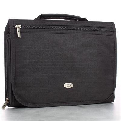 Couverture pour Bible et Organisateur Noir LARGE / Bible Cover-Three Fold Polyester Organizer-Large-Black