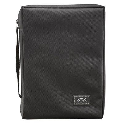 Couverture pour Bible Medium Noire / Black Poly-canvas Value Bible Cover with Fish Badge