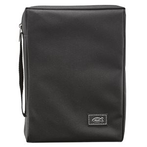 Couverture pour Bible Medium Noire / Black Poly-canvas Value Bible Cover with Fish Badge