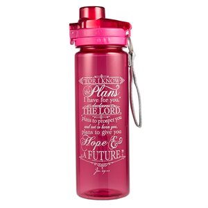 Bouteille d'Eau / I Know the Plans BPA-free Pink Plastic Water Bottle - Jeremiah 29:11