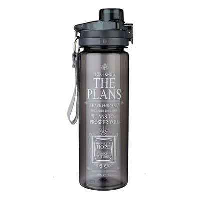 Bouteille d'Eau / The Plans in Black Plastic Water Bottle - Jeremiah 29:11