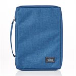  Bible Cover Jesus Fish, Blue Canvas, Large