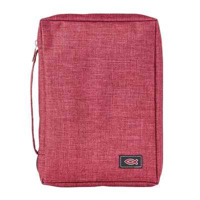 Couverture de Bible - Large, Bourgogne / Burgundy Poly-Canvas Value Bible Cover with Fish Badge