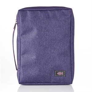 Fish Applique, Canvas Bible Cover, Purple, Medium