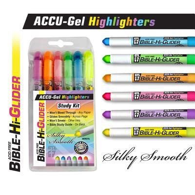 Paquet de 6 Surligneurs en gel pour Bible / Bible Hi Glider Accu Gel Highlighter 6 Pack