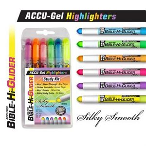 Paquet de 6 Surligneurs en gel pour Bible / Bible Hi Glider Accu Gel Highlighter 6 Pack