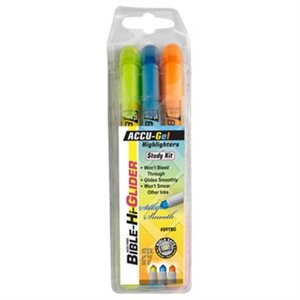 Paquet de 3 Surligneurs en gel pour Bible / Bible Hi Glider Accu Gel Highlighter 3 Pack