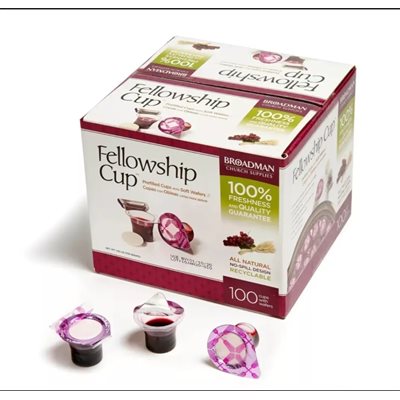 Communion-Fellowship Cup Prefilled with Grape Juice and Wafer (Box Of 100)