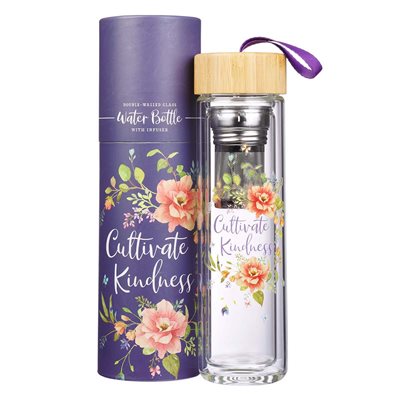 Bouteille d'Eau en Verre avec Infuseur à Thé / Cultivate Kindness Glass Infuser Water Bottle