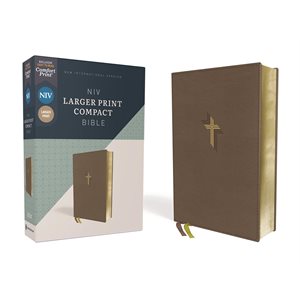 NIV, Larger Print Compact Bible, Leathersoft, Brown, Red Letter, Comfort Print