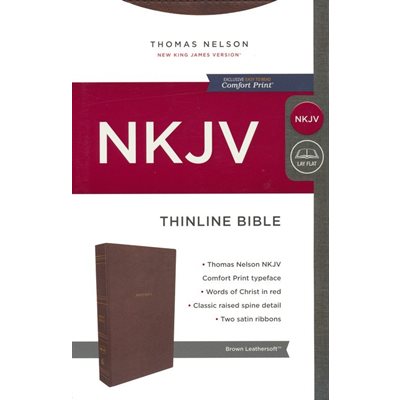 NKJV Comfort Print Thinline Bible - Soft leather-look, brown NKJV Comfort Print Thinline Bible - Soft leather-look, brown