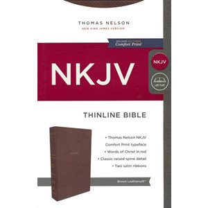 NKJV Comfort Print Thinline Bible - Soft leather-look, brown