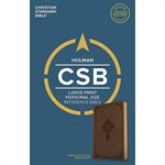 CSB Large-Print Personal-Size Reference Bible--soft leather-look, brown with Celtic cross