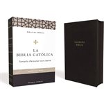 Biblia Católica, Tamaño personal, Leathersoft, Negra, con Cierre, Comfort Print