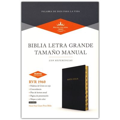 RVR 1960 Biblia letra grande tam. manual, negro, imit. piel con indice (Hand Size Giant Print Bible, Black Indexed)