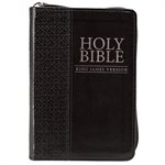 KJV Pocket Bible, Lux Leather, Zipper, Black