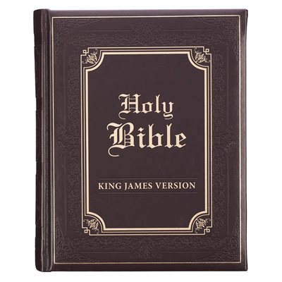 King James Version Holy Bible, Family Bible (Brown Faux Leather, w / Ribbon Markers)