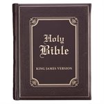 King James Version Holy Bible, Family Bible (Brown Faux Leather, w / Ribbon Markers)