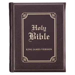 King James Version Holy Bible, Family Bible (Brown Faux Leather, w / Ribbon Markers)