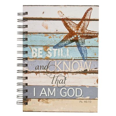 Be Still Coastal Design Large Hardcover Wirebound Journal - Psalm 46:10