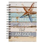 Be Still Coastal Design Large Hardcover Wirebound Journal - Psalm 46:10