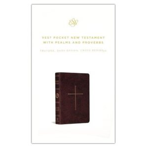 ESV Vest Pocket New Testament with Psalms and Proverbs (Soft leather-look, dark brown with cross design)