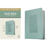 NLT Giant-Print Personal-Size Bible, Filament Enabled Edition--soft leather-look, floral frame teal