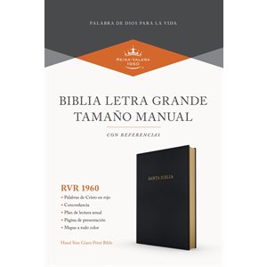 Biblia Reina Valera 1960 Tamaño manual. Letra grande, piel fabricada, negro / Hand Size Bible RVR 1960. Giant Print, Bonded Leather, Black (Spanish Edition)