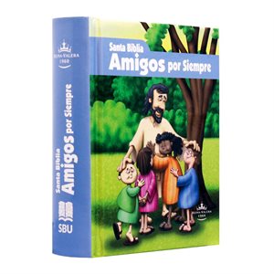 Biblia Infantil Amigos por Siempre Reina Valera 1960 Tamaño Bolsillo Letra Mediana Tapa Dura Azul