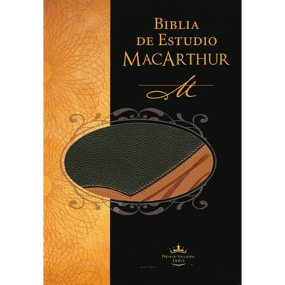 Biblia de Estudio MacArthur RVR 1960, piel simil negra / marron claro
