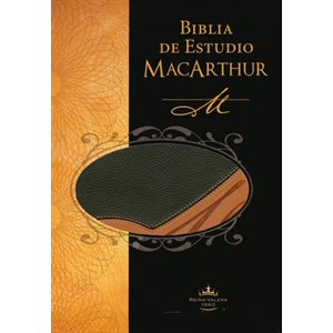 Biblia de Estudio MacArthur RVR 1960, piel simil negra / marron claro