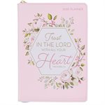 Trust in the Lord Blush Pink Faux Leather 2025 Executive Planner with Zipper Closure - Proverbs 3:5