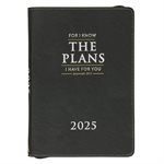 I Know the Plans 2025 12 Month Executive Faux Leather Planner for Men & Women, Daily Personal Organizer w / Zipper Closure & Ribbon, Black