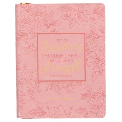 I Can Do Everything Pink Faux Leather 2025 Large 18-month Planner for Women - Philippians 4:13