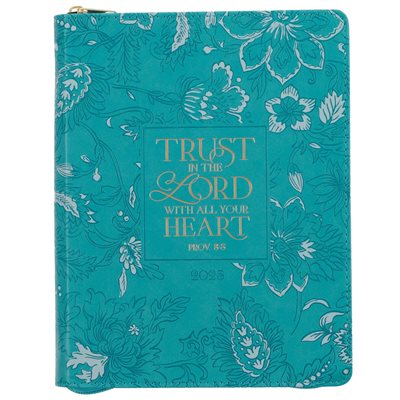 Trust in the Lord Teal Faux Leather 2025 Large 18-month Planner for Women